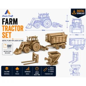 Farm Tractor Set. Laser Cut Design File